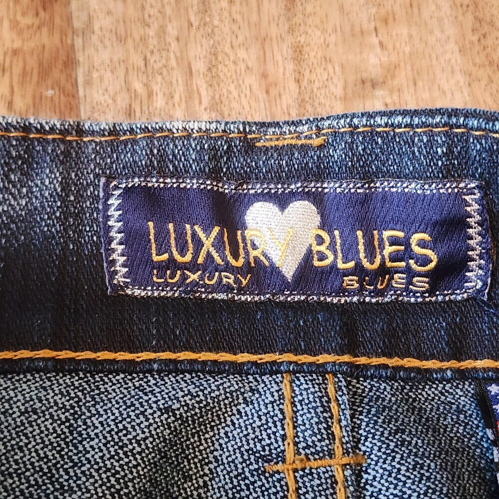 Luxury Blues Y2K Jeans Juniors 7/8 Flare Zip Hem Stretch Denim Pockets Casual - Picture 6 of 15
